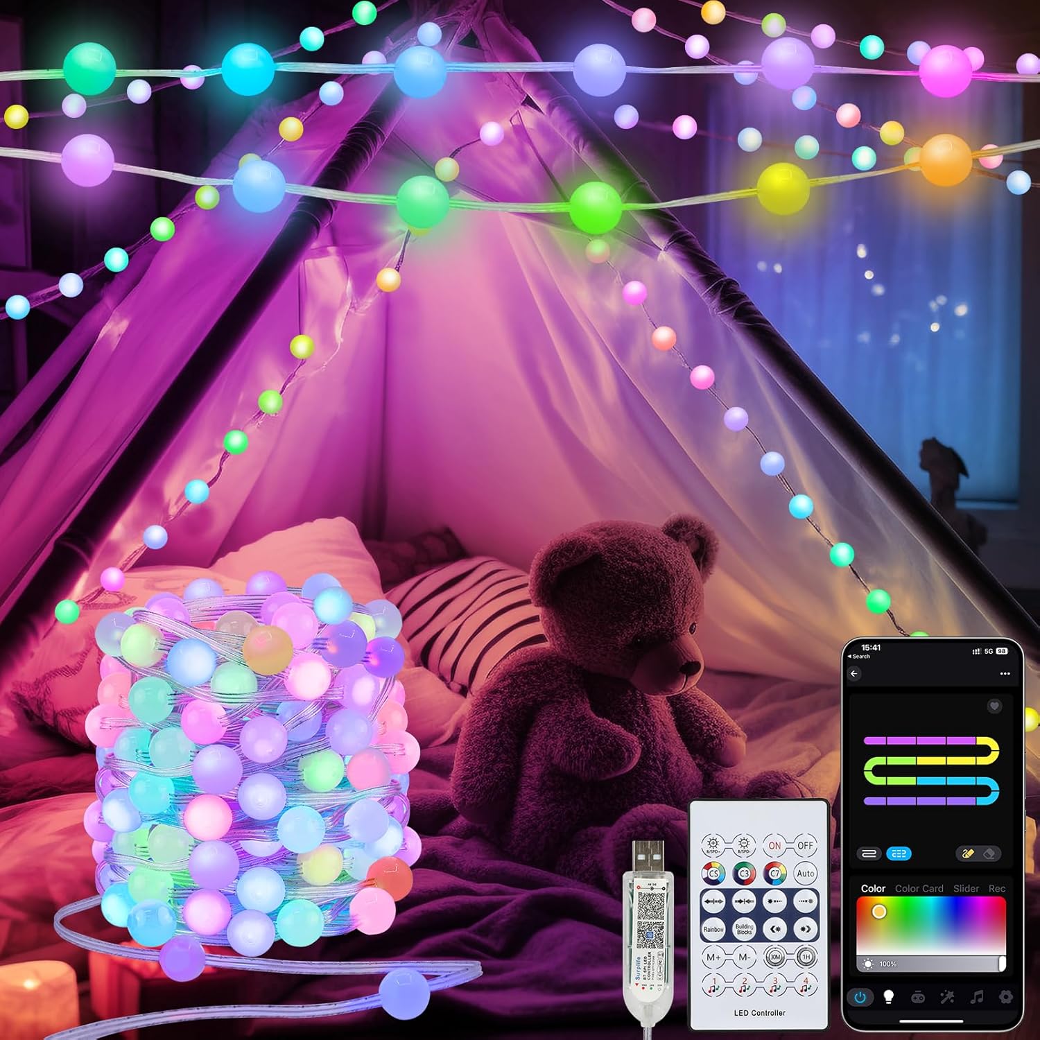 Globe Rgb 66 String Light 10M With Remote