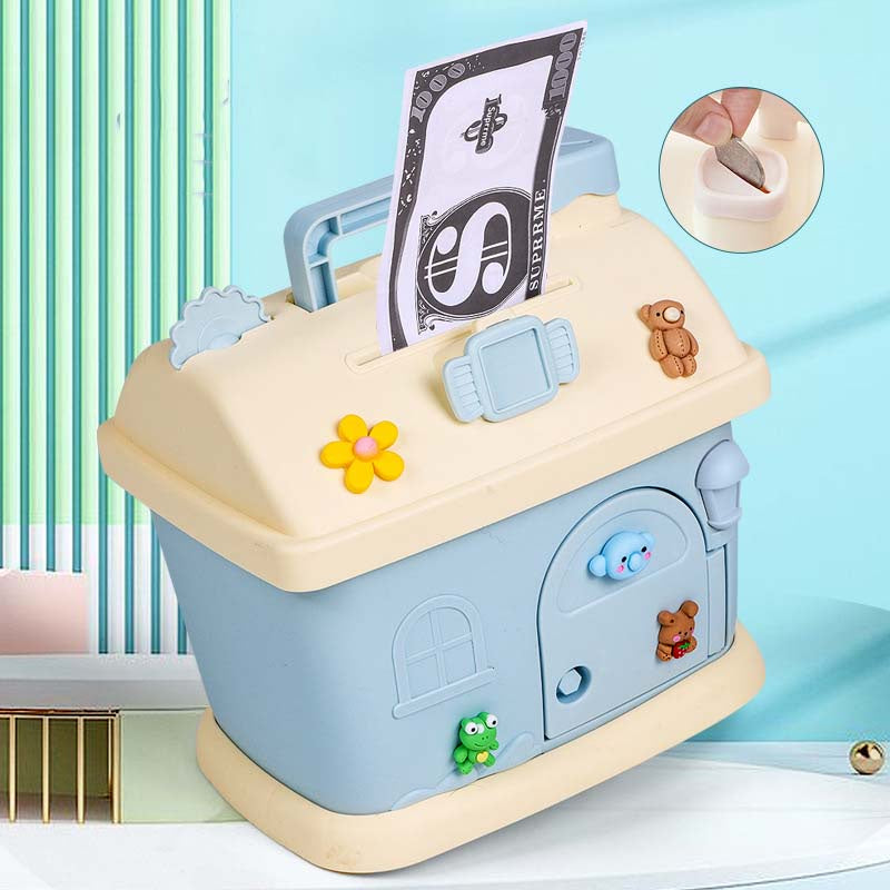 Piggy Bank Anime Cartoon Cute Money Boxes Piggy Bank with Lock and Key for Notes Coins Money Saving Box Kids Gift