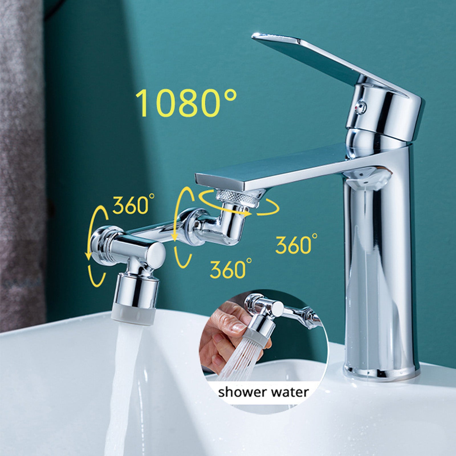 (NET) Plastic 1080 Degree Swivel Sink Faucet Aerator Universal Splash Movable Tap Sprayer Head Faucet Extender / 23FK051