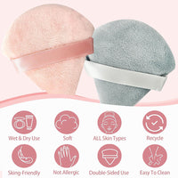 (NET) 2 Pcs  Reusable Powder Puff Triangle Dry Wet Velour Puff