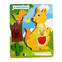 Wooden Animal Puzzle With Marker