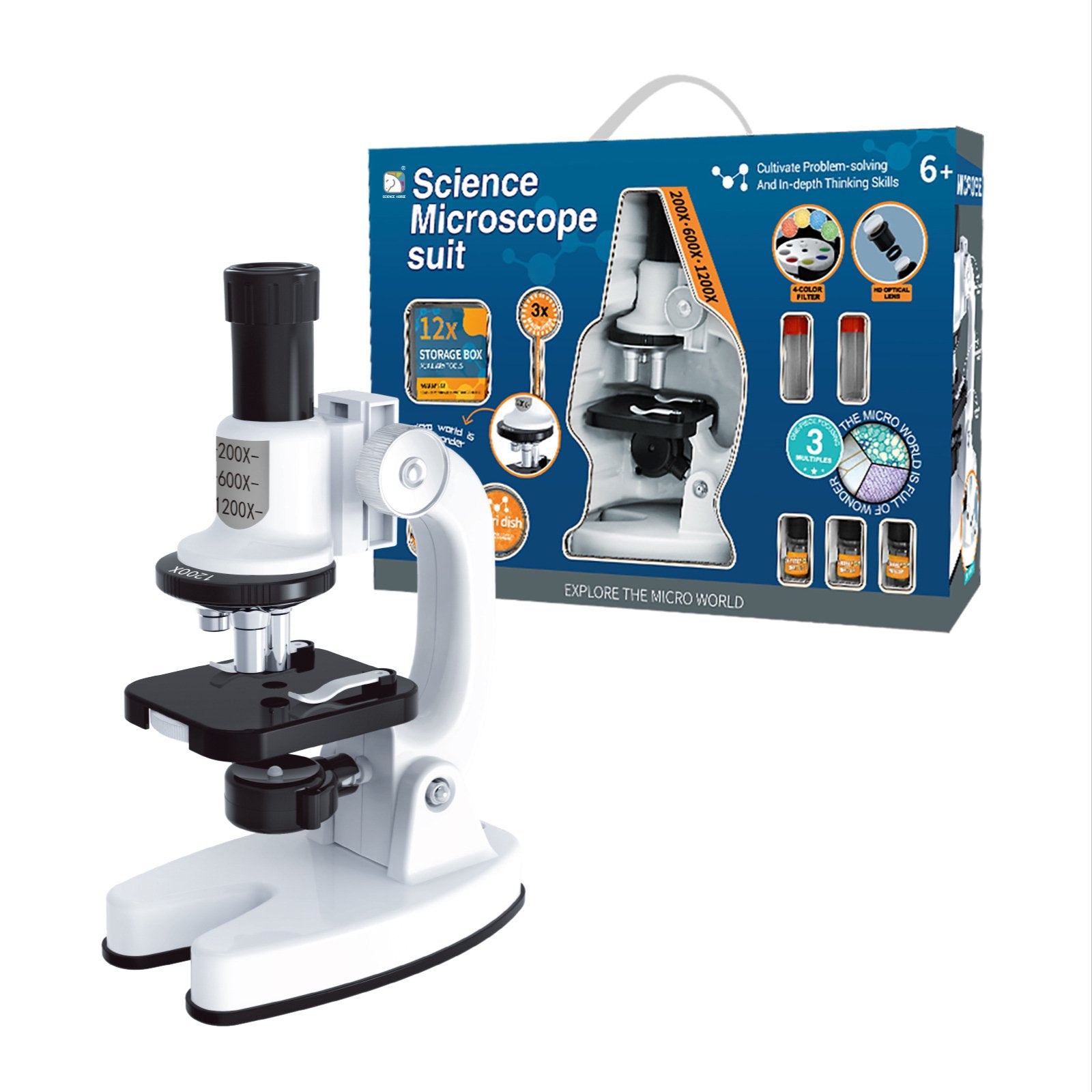Science Microscope Suit 1200X Primary School Students Biological Microscope Toy