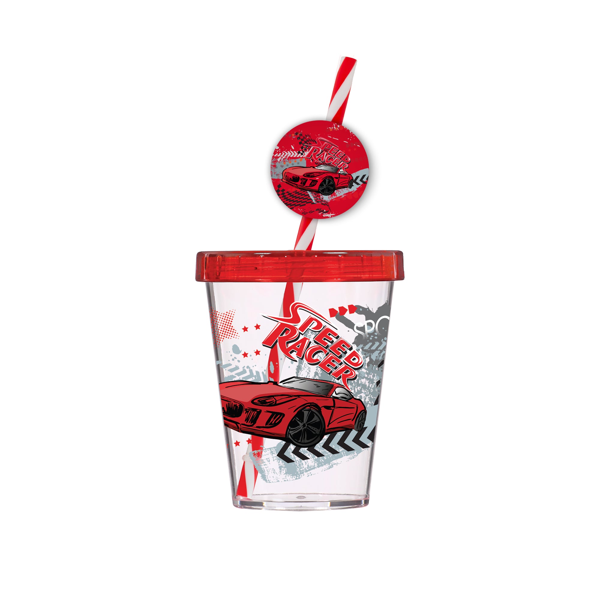 Herevin  Decorated Tumbler  Fancy Straw Speed Racer boy(Net)