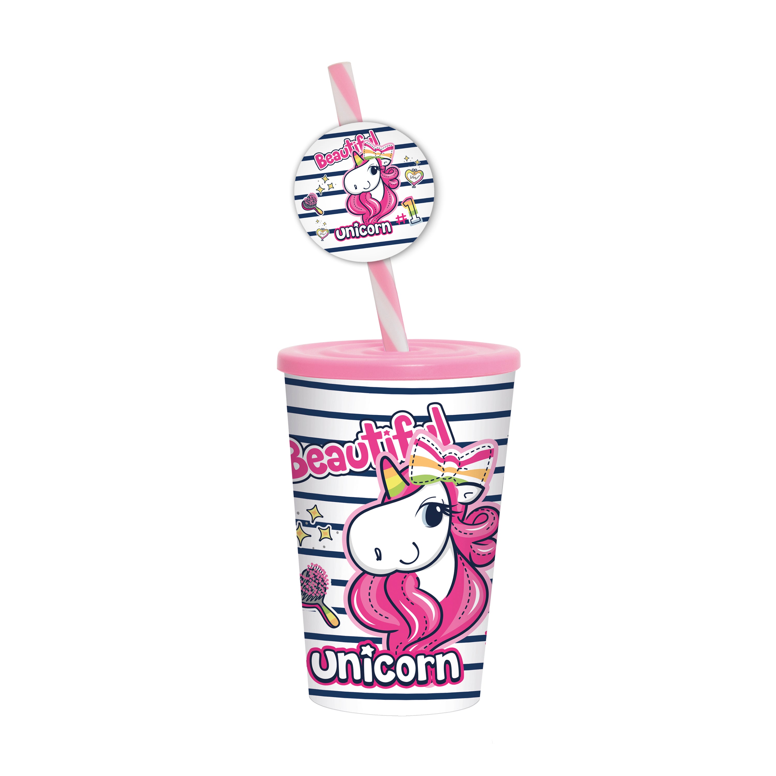 Herevin  Decorated Tumbler with Fancy unicorn  Girl (Net)