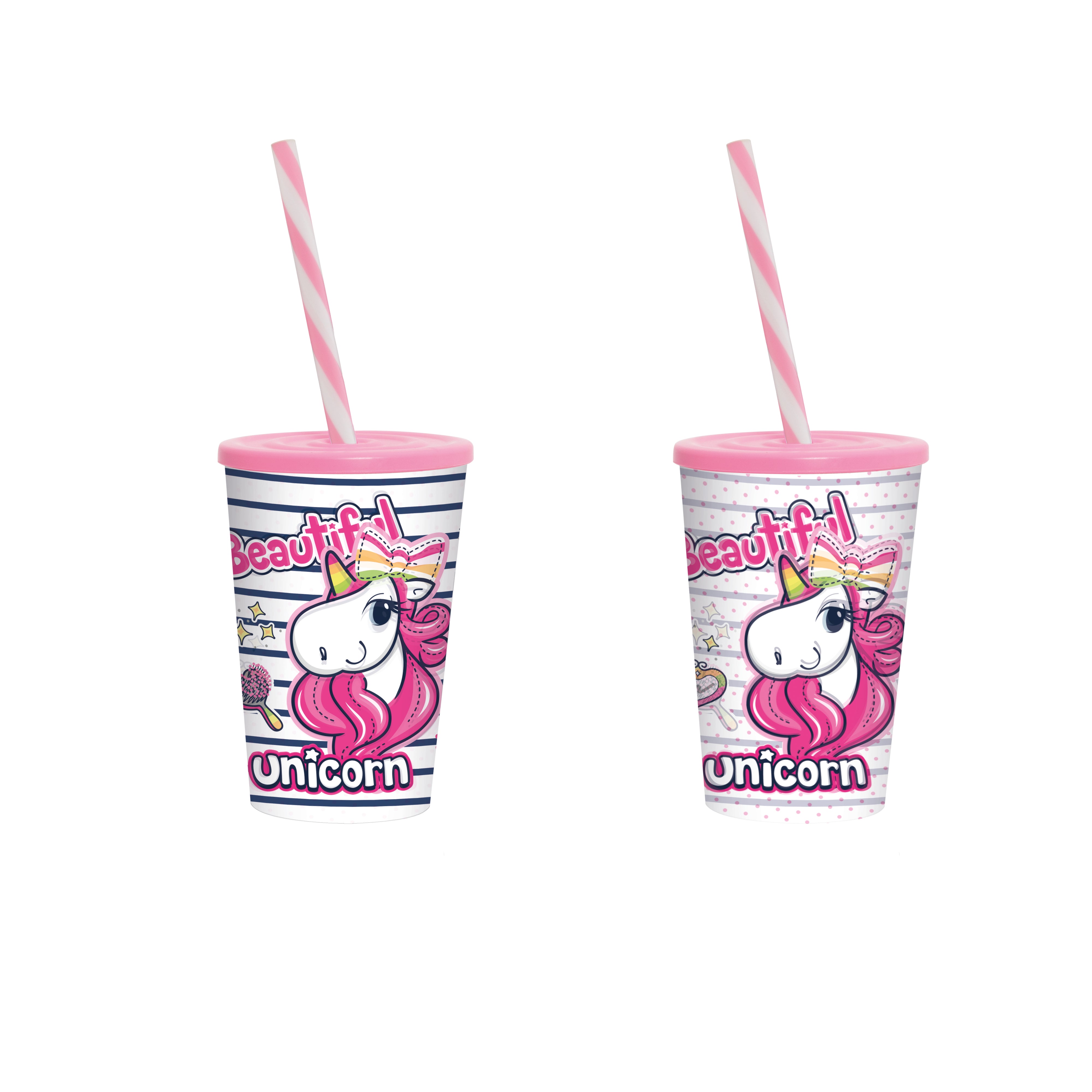 Herevin  Decorated tumbler with fancy unicorn  (Net)