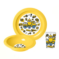 (Net) Herevin Breakfast Plastic Set Of 3 Pcs - Minions - Kevin & Friend