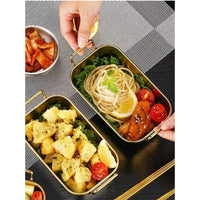 (NET) Food Serving Tray with Handle Gold Plate STAINLESS STEEL 28x35x6 CM