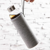 Transparent Glass Water Sport Bottle with Stainless Steel Lid