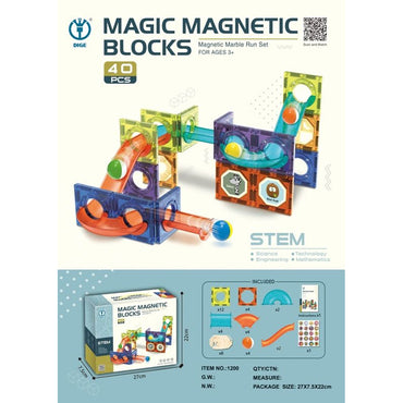 Tempo Toys 40 PCS LED Light Magnetic Building Blocks - Educational STEM Toy Set