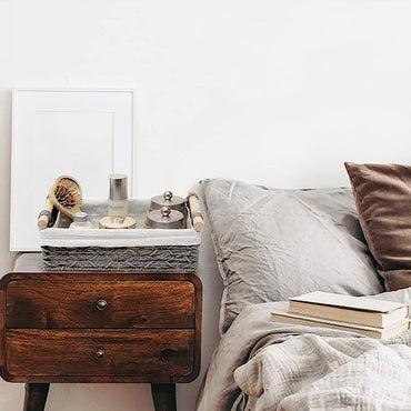 (NET) Storage Basket Wicker for Organizing with Handle Decorative Storage Set 2 pcs