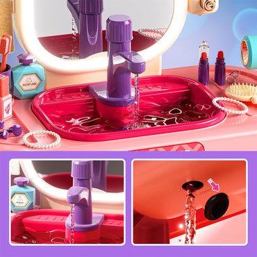 (Net ) Toddler Beauty Salon Set With Makeup Accessories & Washbasin