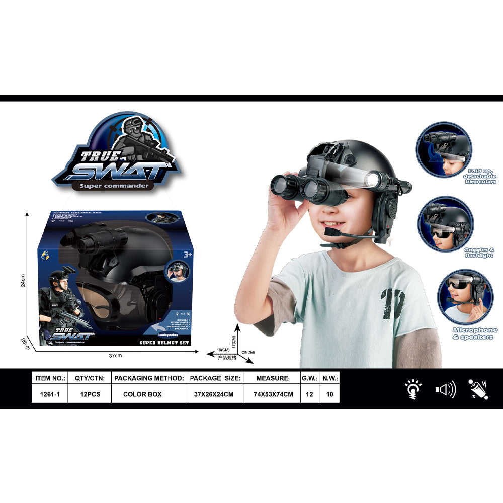 Kids Camouflage SWAT Hat - Pretend Play SWAT Police Game Toys With Light