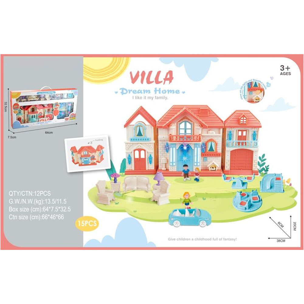 "Family Villa Playhouse - Pretend Home Furniture Set for Kids