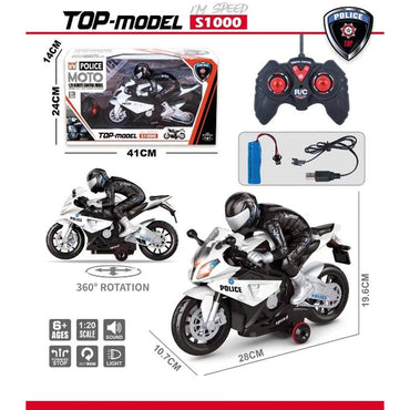 ( NET)  Remote Control Police Motorcycle - Rechargeable