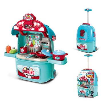 (Net) 2-in-1 Chef Pretend Play Kitchen Set with Backpack