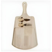 Wooden Cheese Serving Tray With Cheese Fork & Knife