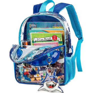 (NET) 131015-3 MOHCO Toddler Clear Backpack 13 inch Preschool Backpack Kindergarten Bookbag with Lunch Bag and Pencil Case for Boys