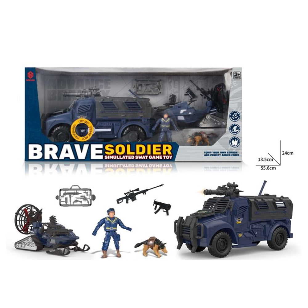 Military Vehicle Set with Soldiers and Accessories