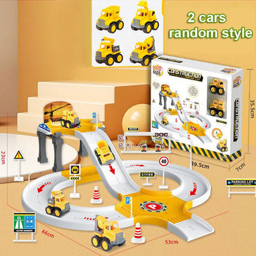 Rail Truck Car Parking Lot Cartoon Sliding Construction Vehicle Set Assembled Car Children's Toy
