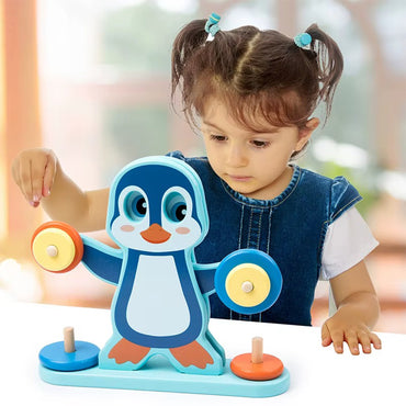 Wooden Penguin Balance Seesaw Game Educational Math Counting Number Board