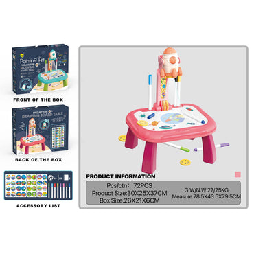 Trace & Draw Art LED Projector Drawing Board - Pink Kids Rocket Painting Table