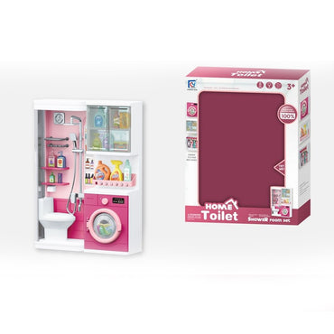Realistic Home Toilet, Clothes Washer with Detergents, And A Shower Design Toy Simulation Set for Kids