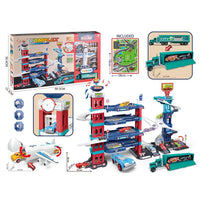 ( NET)  Manual Alloy Lifting Parking Lot Toy with Diecast Vehicles