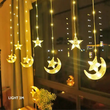 (Net)  3M Ramadan Decoration Moon Star Curtain String Light