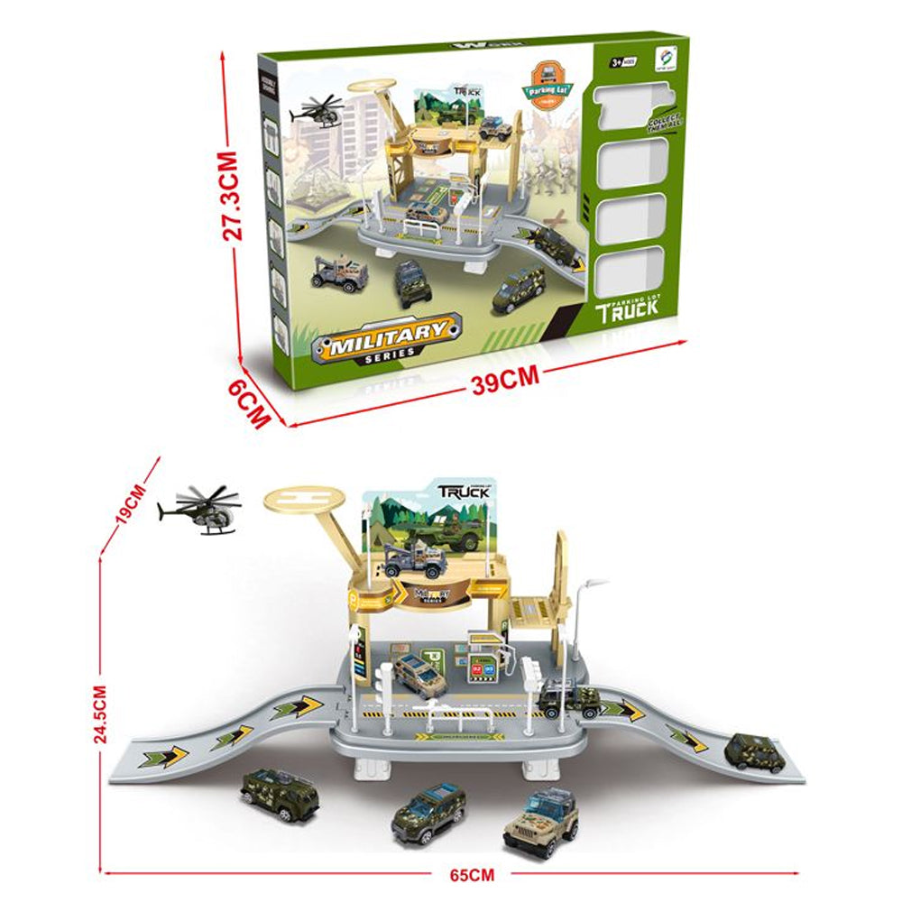 Military Parking Lot Building Set with Vehicles
