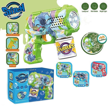 ( Net ) Stitch Soap bubble Gun With Light Up Soap Liquid Bottle