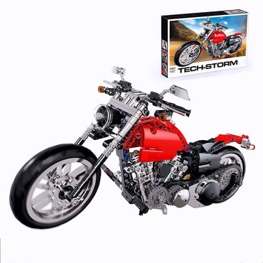 (Net) 613-Piece Motorcycle Toy Building Kit with Gearbox and Suspension