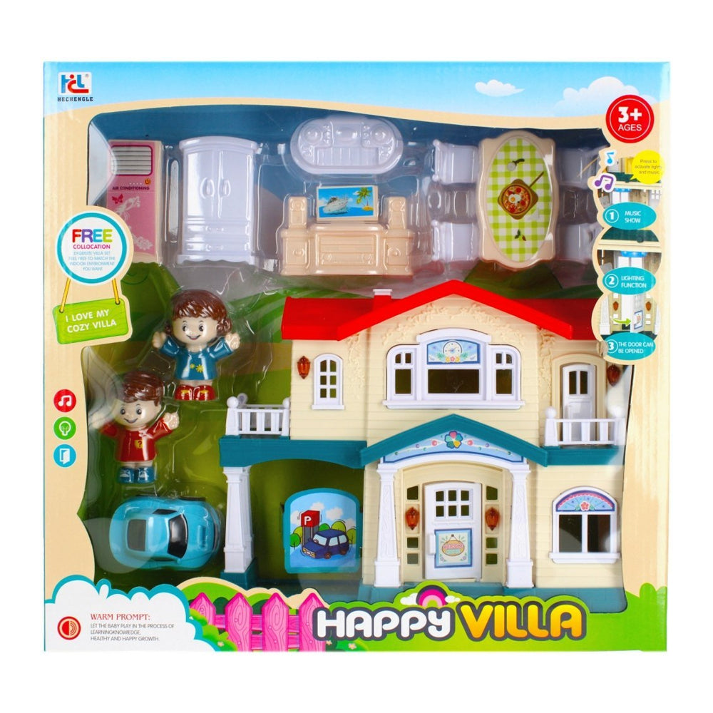 Mega Creative Dollhouse Set with Furniture, Dolls, and Toy Car