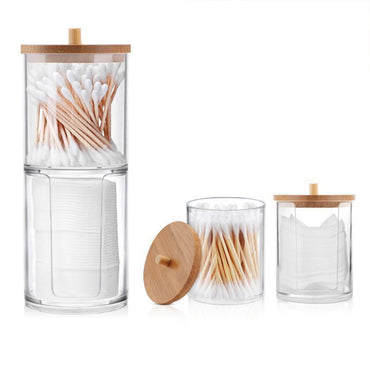 (Net) Round Cotton Swabs Holder 2 Pcs
