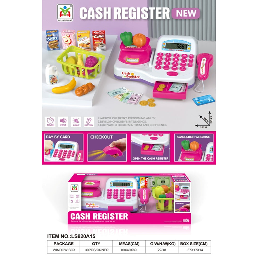 Supermarket Cash Register Toy with Groceries
