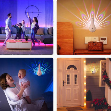 (Net)Peacock LED Wall Lamp With Remote Control