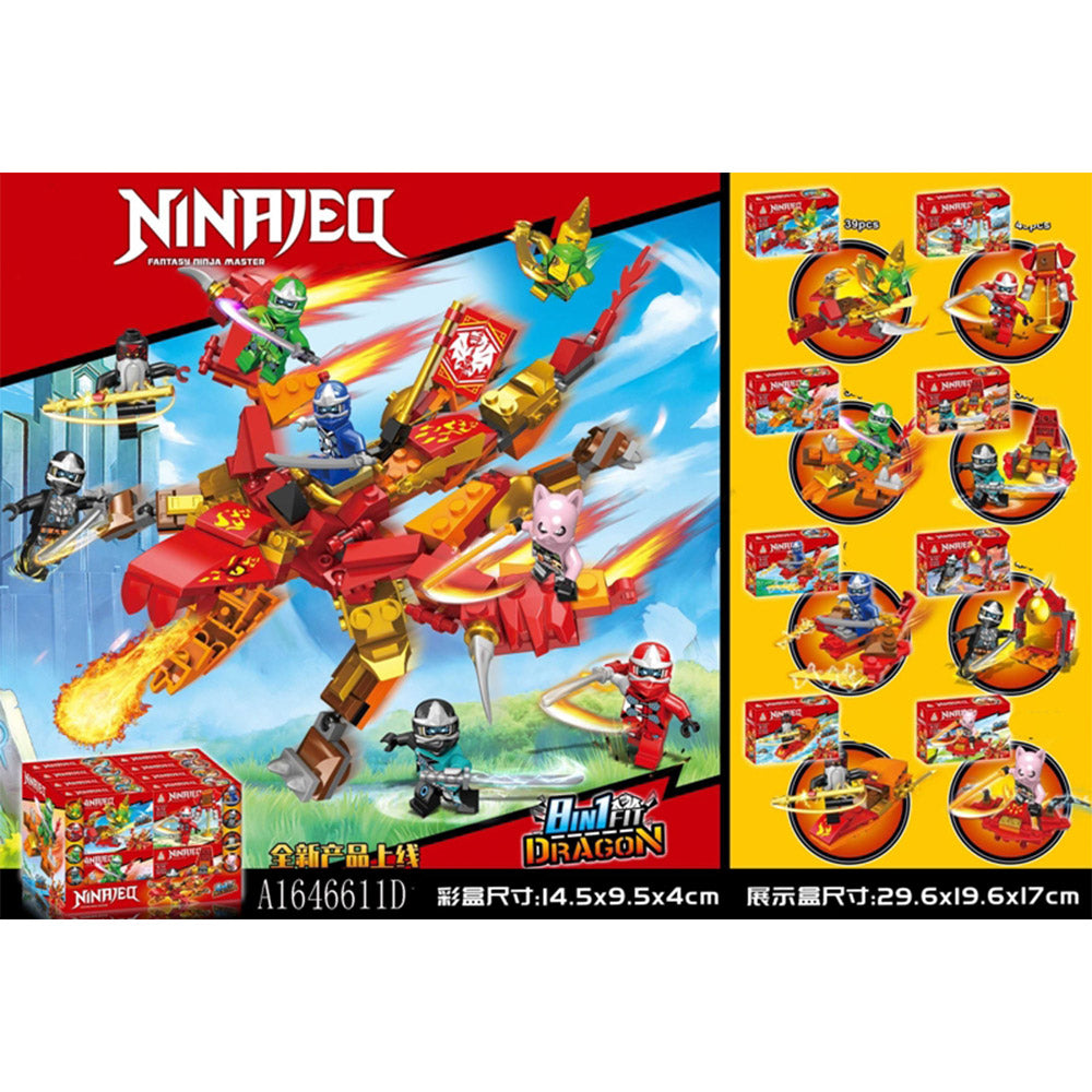 Ninja Go Red Dragon Building Blocks Set with 8 Characters
