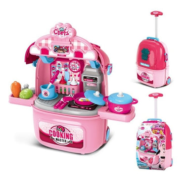 (Net) Kids' Electronic Trolley Bag Kitchen Pretend Play Set