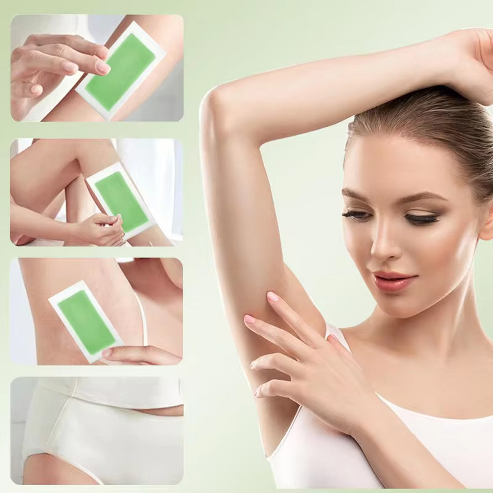 (NET) Green Tea Natural Wax Strips Paper Depilatory Body Wax Strips Hair Removal/012001