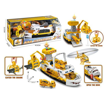 Shark Capture Ship Playset with Vehicles and Chopper