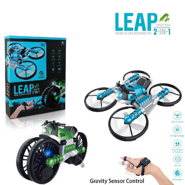 (NET)   2-in-1 Quadcopter Folding Motorcycle Deformation Toy