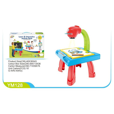 Kids' Magnetic Drawing Table Set with Lamp Projection Light