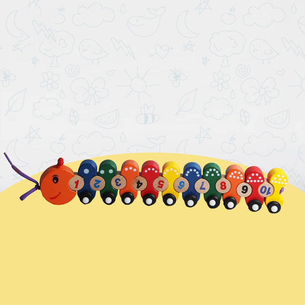 Educational Wooden Caterpillar For Number Teaching