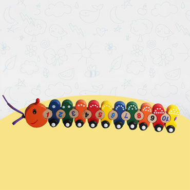 Educational Wooden Caterpillar For Number Teaching