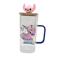 Stitch Glass Cup With Straw