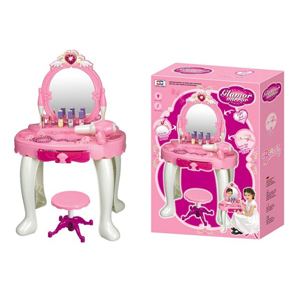 (Net) Little Princess Pretend Vanity Set with Mirror and Makeup Table