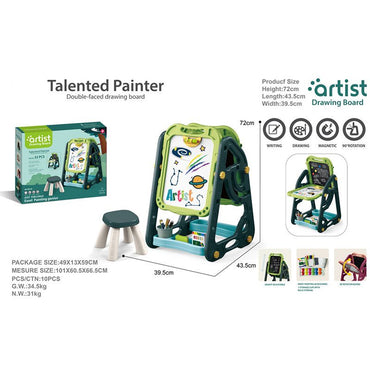 ( NET) Early Learning Foldable Double-Sided Magnetic Artist Doodle Table