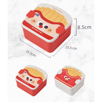 Cute kids French Fries Fried Chicken Container Lunch Box Bento With Spoon Plastic