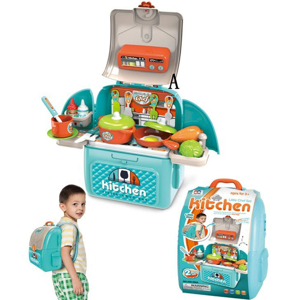 (Net) Backpack Toys House Pretend Play Cooking Kitchen Set for Kids