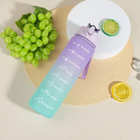 **(NET)** Sport Plastic Water Bottle with Straw Leak Proof Motivational Fitness Drink for Gym 800ml / KN-641