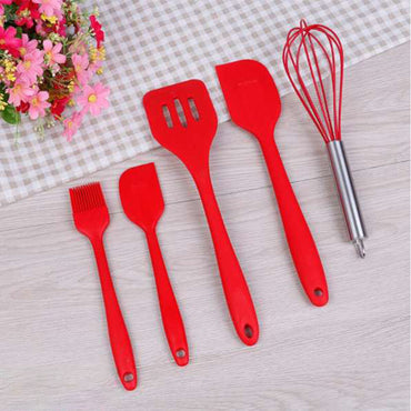 5 Pcs Non-stick Silicone Spatula Set Home And Kitchen Accessories Cooking Tools For Baking